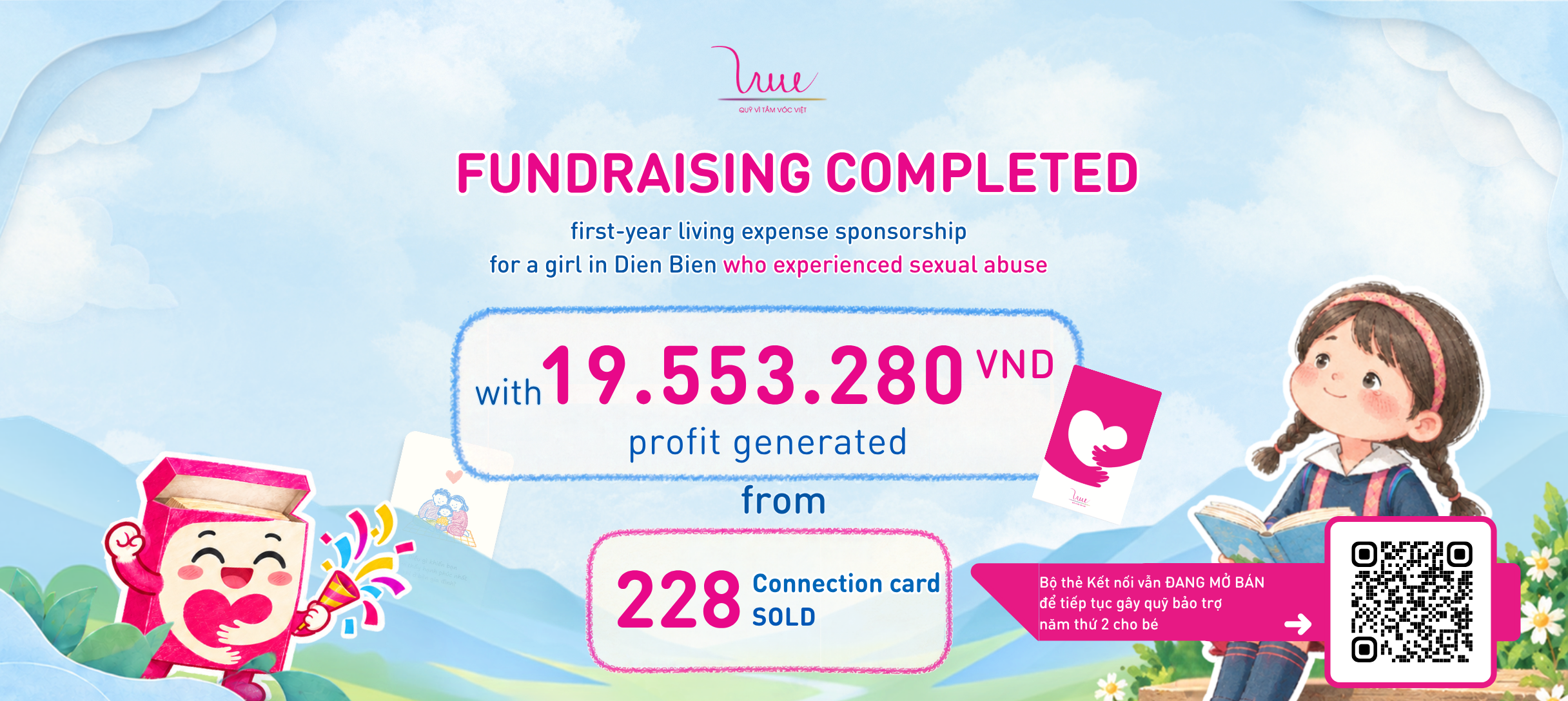 Fundraising completed: first-year living expense sponsorship for a girl from Đien Bien, made possible by the love behind the Connection card